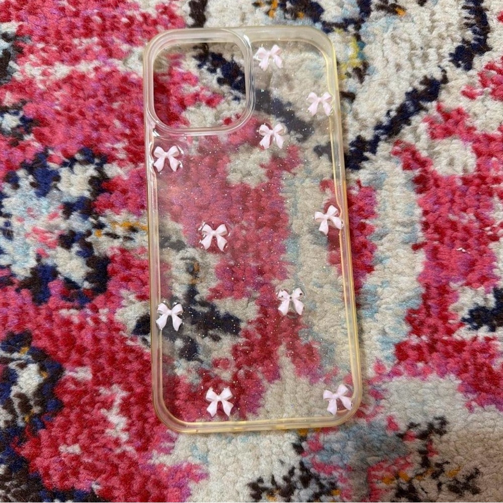 Clear Pink Bow iPhone Case - Transparent Protective Cover